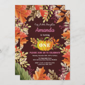 Girl Pumpkin Fall Birthday Einladung (Vorne/Hinten)