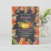 Girl Pumpkin Fall Geburtstag Einladung (Stehend Vorderseite)