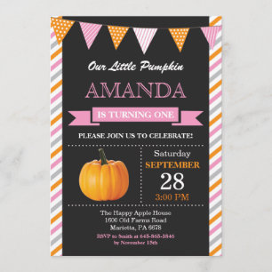 Girl Pumpkin Geburtstag Einladung Orange und Rosa