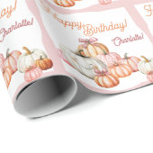 Girl Pumpkin Patch Bows Birthday Party Geschenkpapier (Rolleneckpunkt)