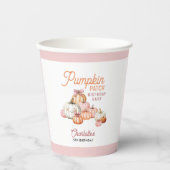 Girl Pumpkin Patch Bows Birthday Party Pappbecher (Vorderseite)