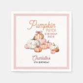 Girl Pumpkin Patch Bows Birthday Party Serviette (Vorderseite)