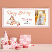 Girl Pumpkin Patch Bows Foto Happy Birthday Party Banner