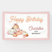Girl Pumpkin Patch Bows Happy Birthday Party Banner (Horizontal)