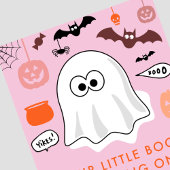 Girl Pumpkin Pink Ghost Halloween 1. Geburtstag Einladung