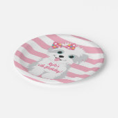 Girl Puppy Birthday Party Pappteller (Schrägansicht)