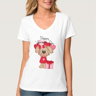 Girl Puppy Dog Happy Valentine's Day T - Shirt 3
