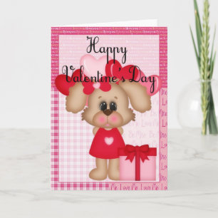 Girl Puppy Liebe Happy Valentine Grußkarte 2 Feiertagskarte