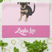 Girl Puppy personalizable Dog Name Rosa Geschirrtuch (Gefaltet)