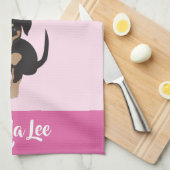 Girl Puppy personalizable Dog Name Rosa Geschirrtuch (Viertel Falte)