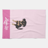 Girl Puppy personalizable Dog Name Rosa Geschirrtuch (Horizontal)