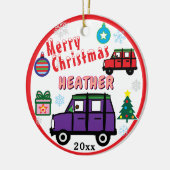 Girl Purple and Red Cars Blue PHOTO NAME Keramik Ornament (Links)