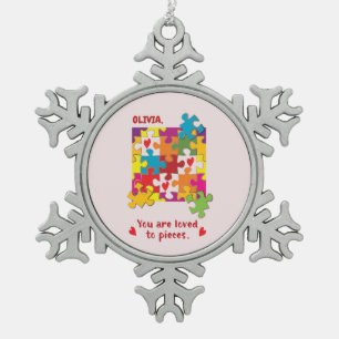 Girl Puzzle zum Geburtstag Liebe zu Stücken Schneeflocken Zinn-Ornament