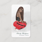 Girl QR-Code für Fitness von Schwarzen Visitenkarte (Vorderseite)