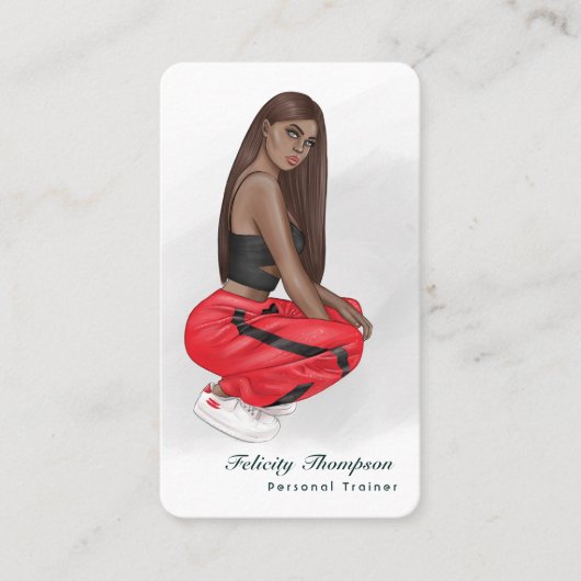 Girl QR-Code für Fitness von Schwarzen Visitenkarte (Vorderseite)