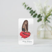 Girl QR-Code für Fitness von Schwarzen Visitenkarte (Stehend Vorderseite)