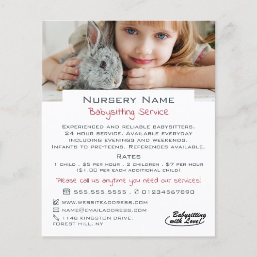 Girl & Rabbit, Babysitter, Daycare, Kinderzimmer A Flyer (Vorne)