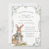 Girl Rabbit Greneery Birthday Party Einladung (Vorderseite)