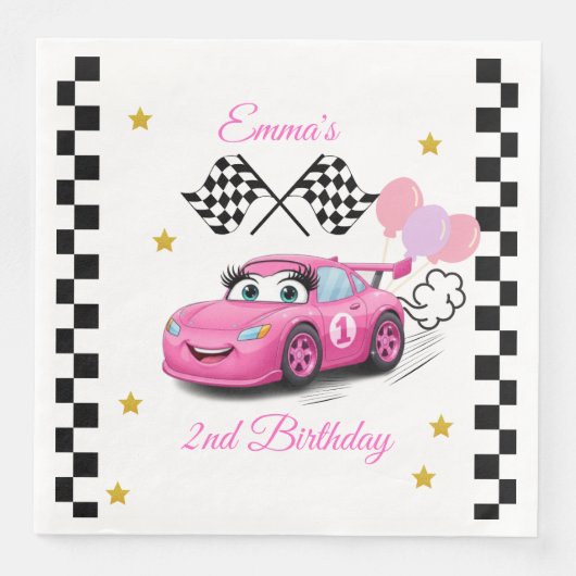 Girl Racing Birthday | Schnell 1 und zwei Serviette (Vorderseite)