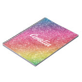 Girl Rainbow Glitzer Monogram Name Notebook Notizblock (Linke Seite)