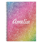 Girl Rainbow Glitzer Monogram Name Notebook Notizblock (Vorderseite)