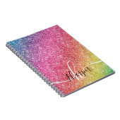 Girl Rainbow Glitzer Monogram Name Notebook Notizblock (Rechte Seite)