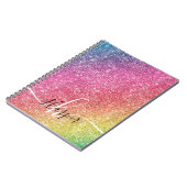 Girl Rainbow Glitzer Monogram Name Notebook Notizblock (Linke Seite)
