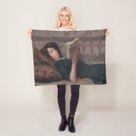 Girl Reading a Book (Reclining on a Divan) Fleecedecke