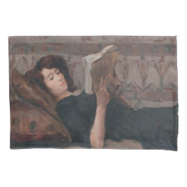 Girl Reading a Book (Reclining on a Divan) Kissenbezug