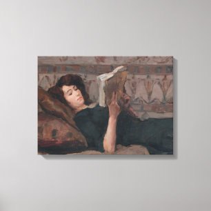 Girl Reading a Book (Reclining on a Divan) Leinwanddruck