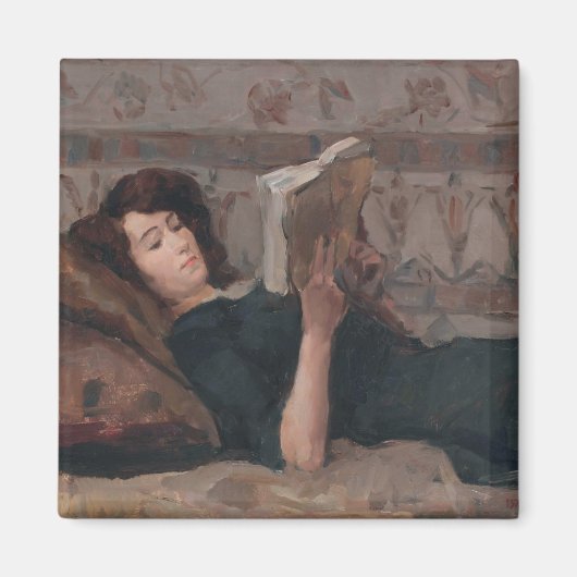 Girl Reading a Book (Reclining on a Divan) Magnet (Vorne)