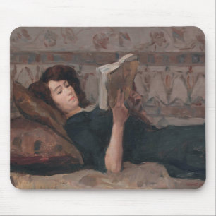 Girl Reading a Book (Reclining on a Divan) Mousepad