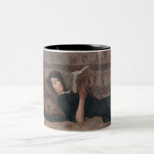 Girl Reading a Book (Reclining on a Divan) Zweifarbige Tasse