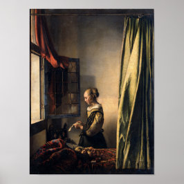 Girl Reading a Letter an einem offenen Fenster von Poster