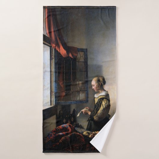 Girl Reading a Letter at a Open Window, Vermeer Badehandtuch (Badehandtuch)