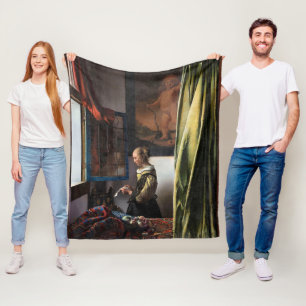 Girl Reading a Letter at a Open Window, Vermeer Fleecedecke