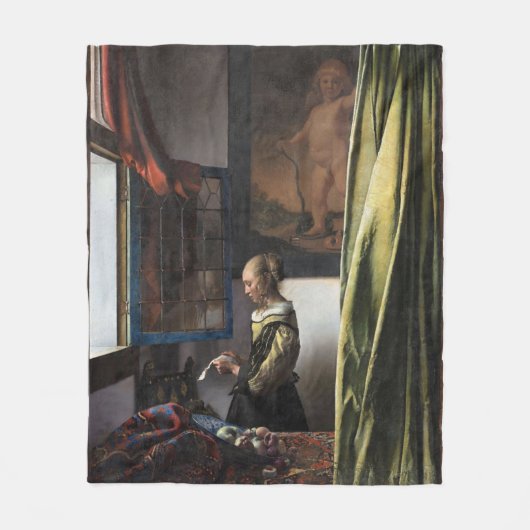 Girl Reading a Letter at a Open Window, Vermeer Fleecedecke (Vorderseite)
