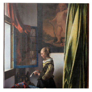 Girl Reading a Letter at a Open Window, Vermeer Fliese