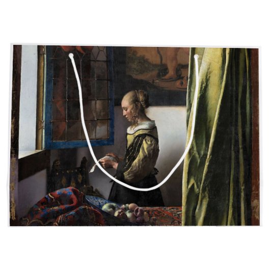 Girl Reading a Letter at a Open Window, Vermeer Große Geschenktüte (Rückseite)