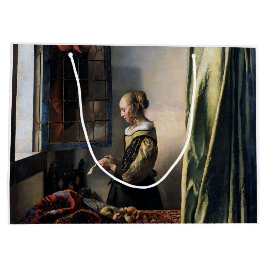 Girl Reading a Letter at a Open Window, Vermeer Große Geschenktüte (Rückseite)
