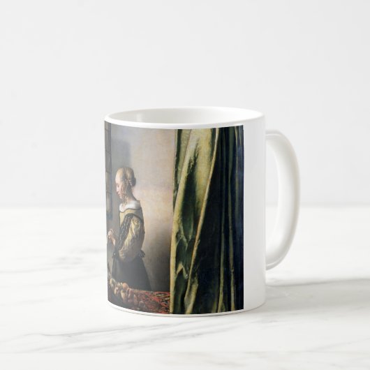 Girl Reading a Letter at a Open Window, Vermeer Kaffeetasse (VorderseiteRechts)