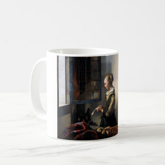 Girl Reading a Letter at a Open Window, Vermeer Kaffeetasse (Vorderseite Links)