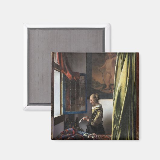 Girl Reading a Letter at a Open Window, Vermeer Magnet (Vorderseite/Rückseite)