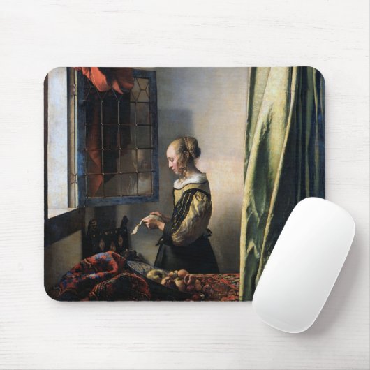 Girl Reading a Letter at a Open Window, Vermeer Mousepad (Mit Mouse)