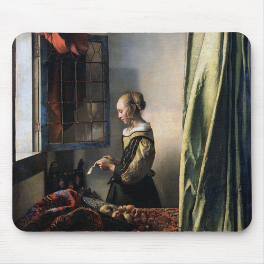 Girl Reading a Letter at a Open Window, Vermeer Mousepad (Vorne)