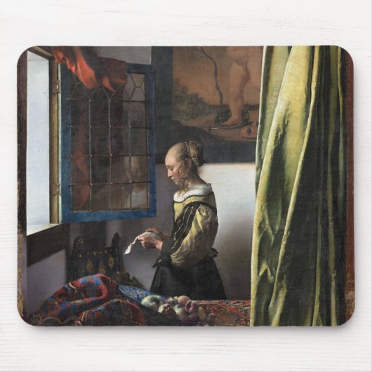 Girl Reading a Letter at a Open Window, Vermeer Mousepad (Vorne)