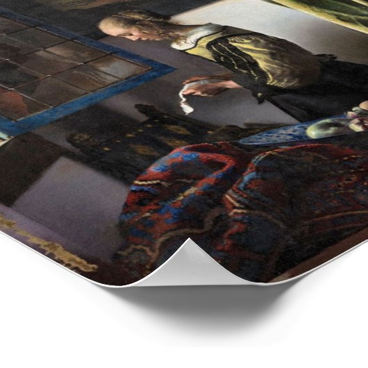 Girl Reading a Letter at a Open Window, Vermeer Poster (Ecke)
