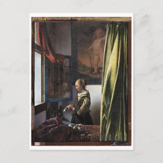 Girl Reading a Letter at a Open Window, Vermeer Postkarte (Vorderseite)