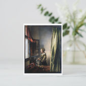 Girl Reading a Letter at a Open Window, Vermeer Postkarte (Stehend Vorderseite)
