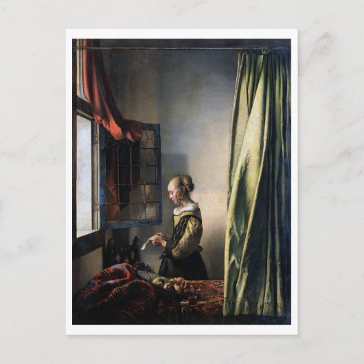 Girl Reading a Letter at a Open Window, Vermeer Postkarte (Vorderseite)